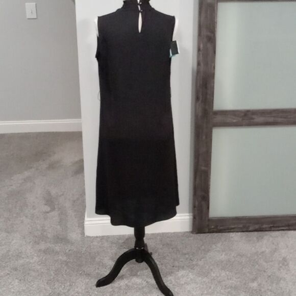 Ming Wang Crepe De Chine Woven Ruffle Mock Neck Sleeveless Dress Size S NWT - Picture 4 of 4